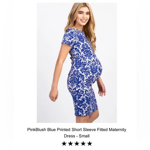 slim fit dress slacks Angel Maternity Blue Maternity Summer Dress main image 0